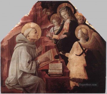 Fra Filippo Lippi Painting - The Virgin Appears To St Bernard Renaissance Filippo Lippi